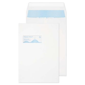 Nature First Gusset Pocket Peel and Seal High Window White C4 324x229x25 140gsm Envelopes