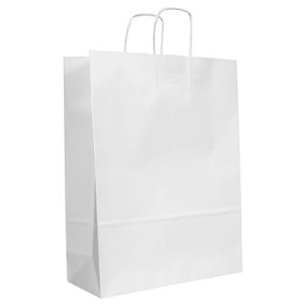 Twist Handled White Kraft Paper Carrier Bag 320x120x410mm 100gsm